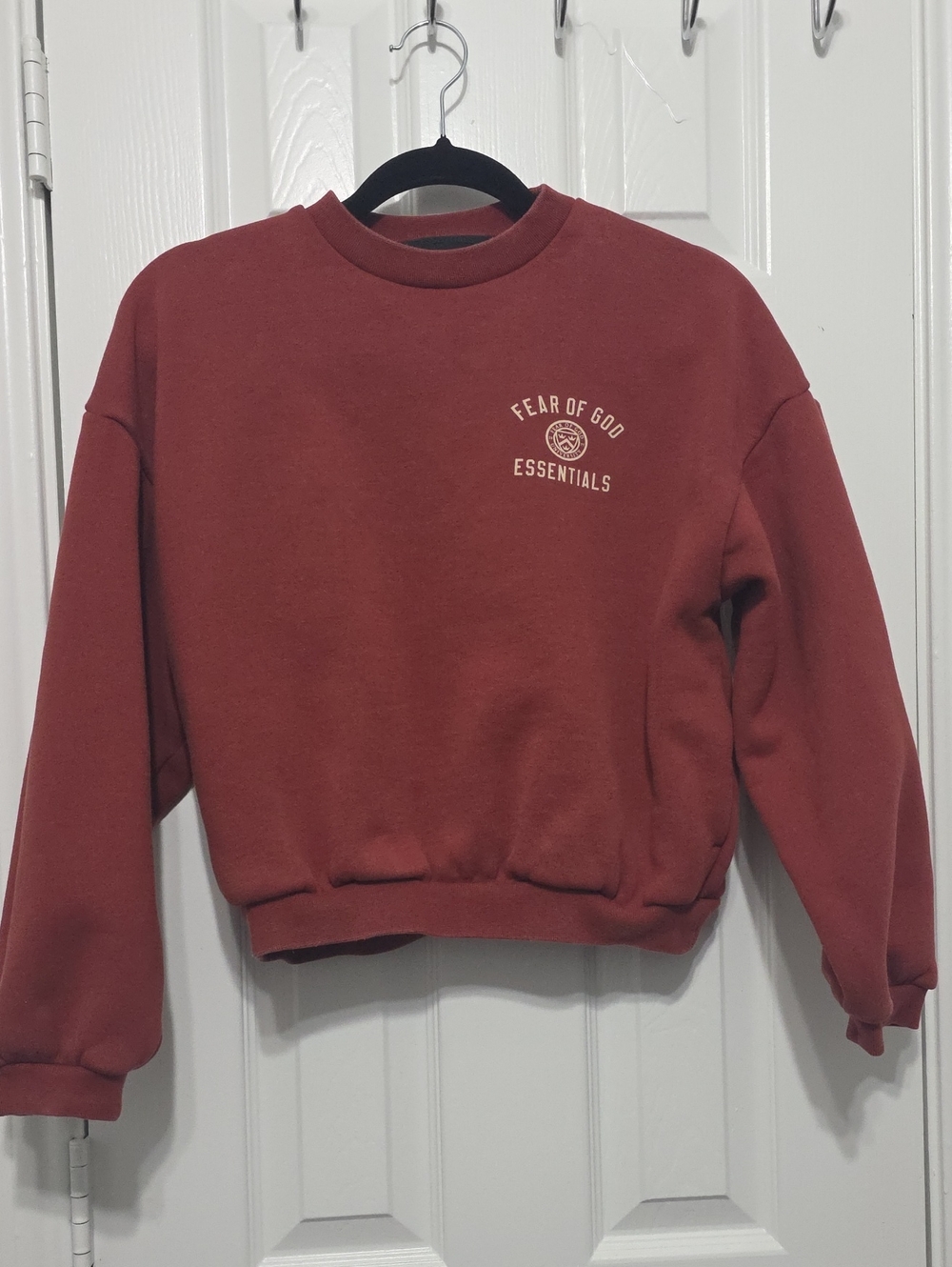 Fear of God ESSENTIALS Kids Crimson University Fleece Crew Sweatshirt Size 10